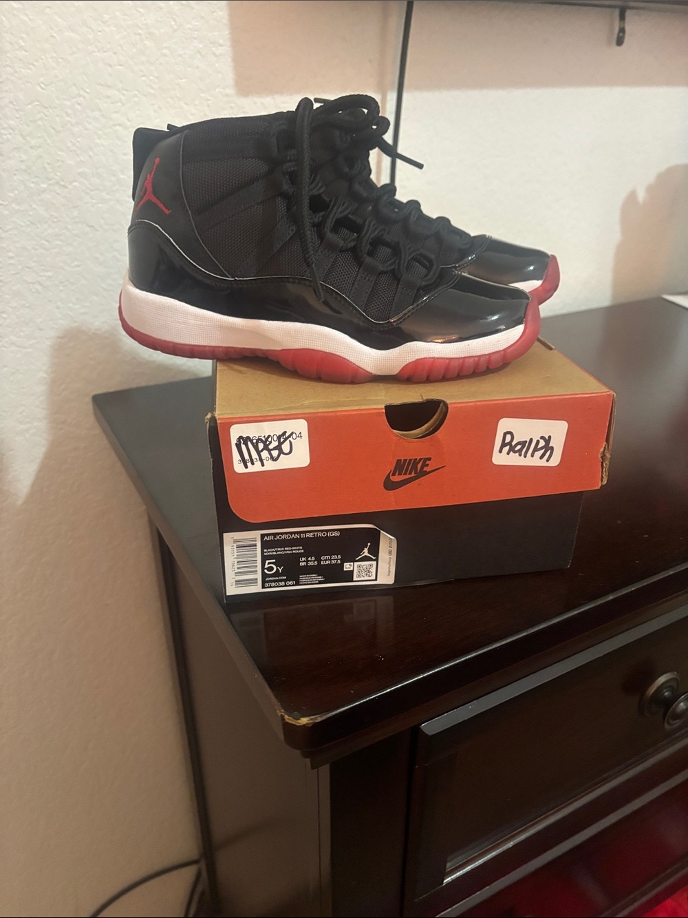Jordan Kids Black and Red High-Top Sneakers